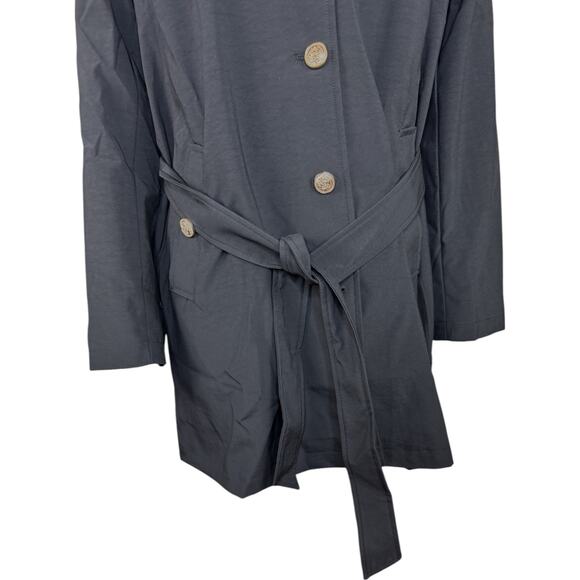 Dennis Basso Regular Water Resistant Trench Coat with Hood Black XL Petite NWOT - Picture 3 of 14